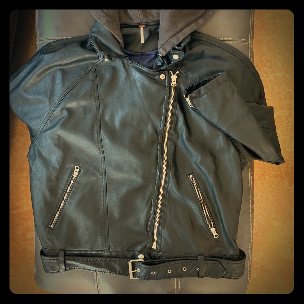 Free People Vegan Jacket with hood.